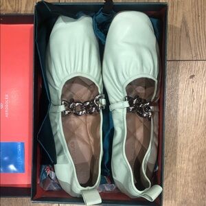 AEROSOLES Mint Green Flats with Chain Detail